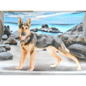 New Soft German Shepherd Fleece Throw Gift Blanket Breed Guard Dog Pet Beach NIP
